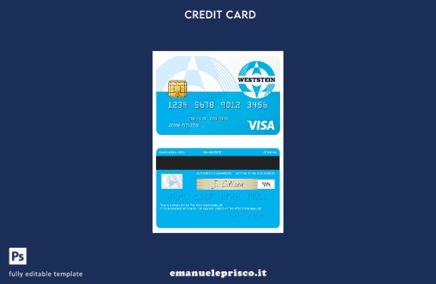 stile verificato Modello di carta visto bancario Weststein per il Regno Unito